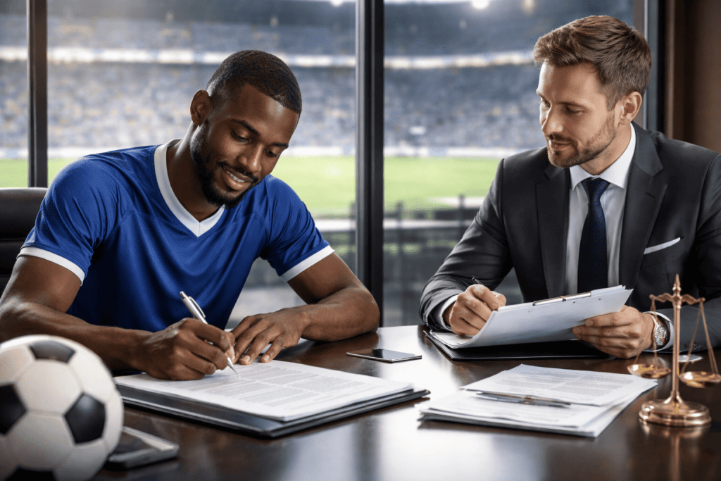 football transfer deal signing between player and lawyer