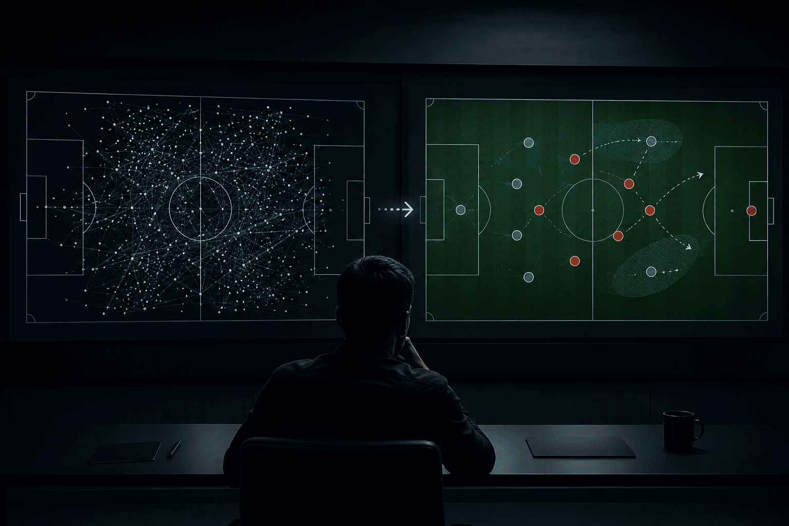 Artificial intelligence transforming football data into tactical insights and performance analysis.
